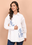 Over Sized White Collared Cotton Shirt