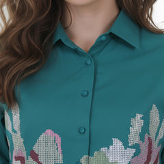 Sea Green Embroidery Work Co-Ord Set