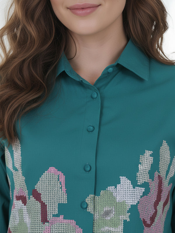 Sea Green Embroidery Work Co-Ord Set