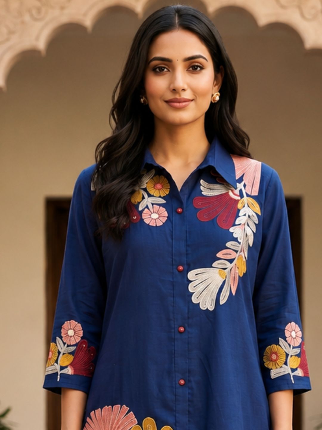 Elegant Botanical Print Ethnic Co-Ord Ensemble