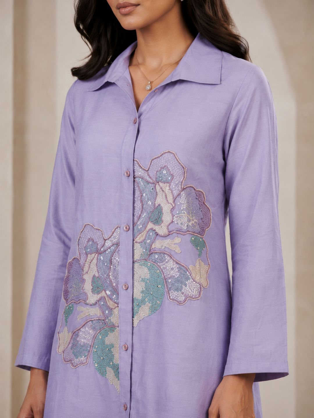 Lavender Bloom Embellished Co-Ord Set