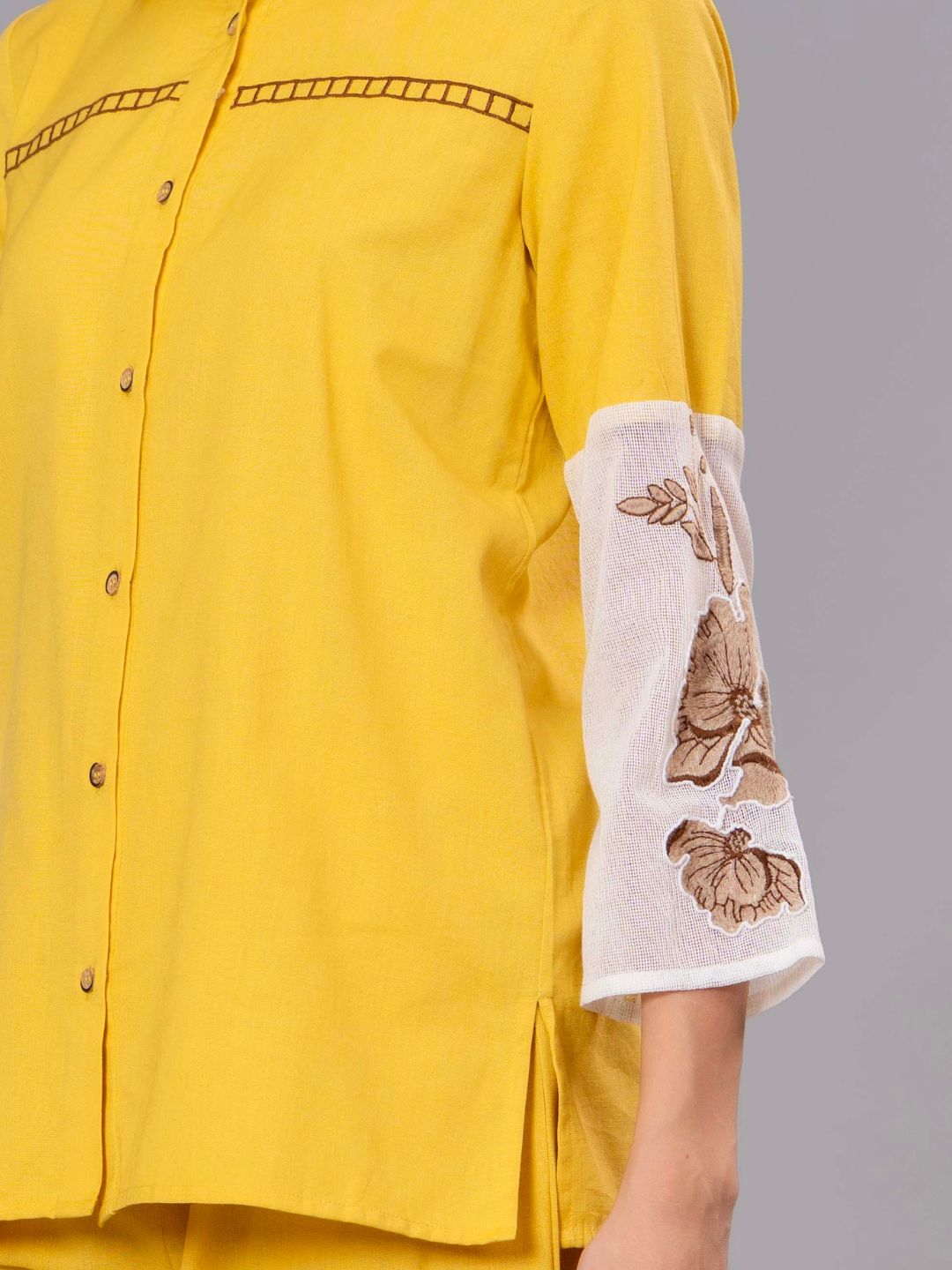 Sunshine Bloom Embroidered Cotton Co-Ord Set