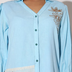 Powder Blue Mini Shirt Dress