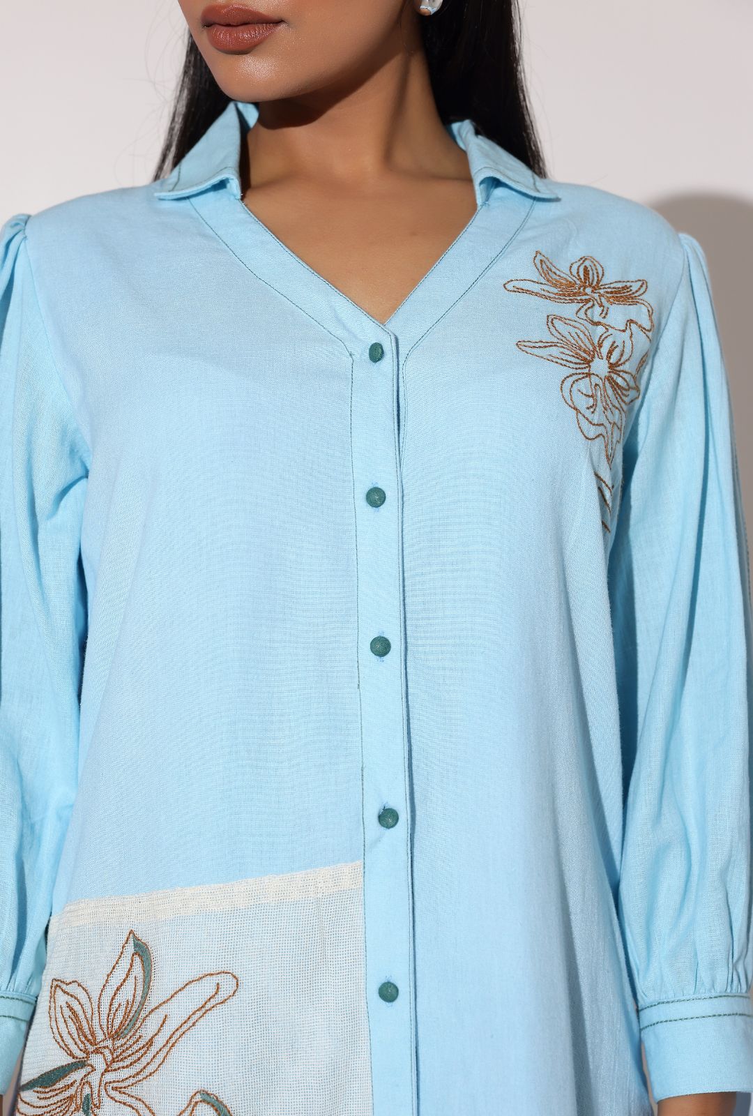 Powder Blue Mini Shirt Dress