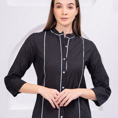 Premium Embroidered Sheer Panel Kurti Dress
