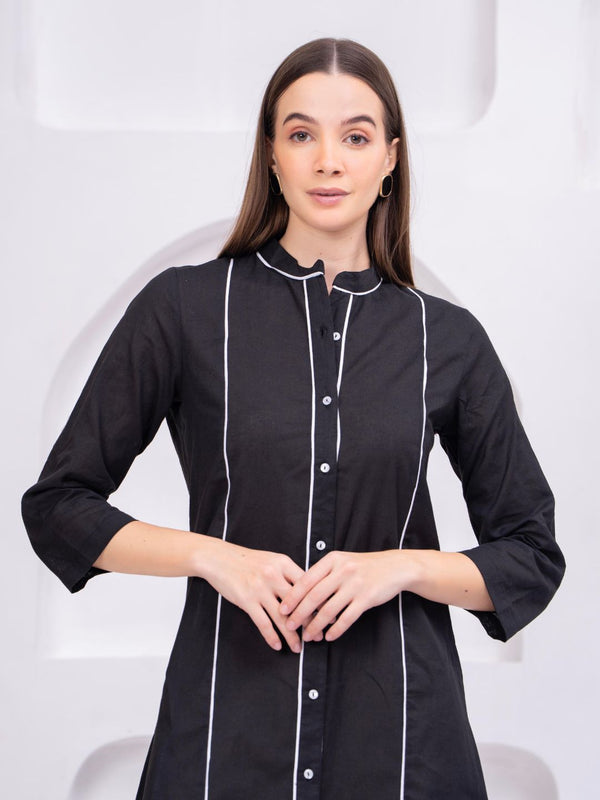 Premium Embroidered Sheer Panel Kurti Dress
