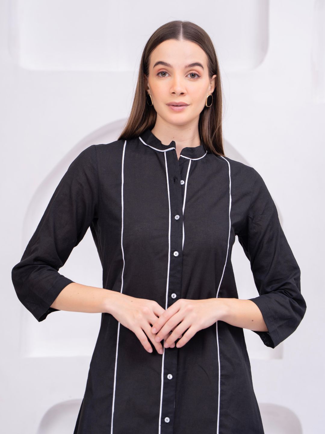 Premium Embroidered Sheer Panel Kurti Dress