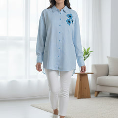 Designer Blue Shirt Pattern Top