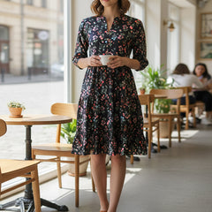 Mystic Black Printed Cotton Dress