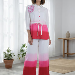 Pink Cotton Embroidery Co-Ord Set