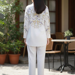 Luxury White Printed Full Sleeve Women’s Co-ord