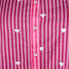 Trendy Pink Striped Heart Print Relaxed Shirt