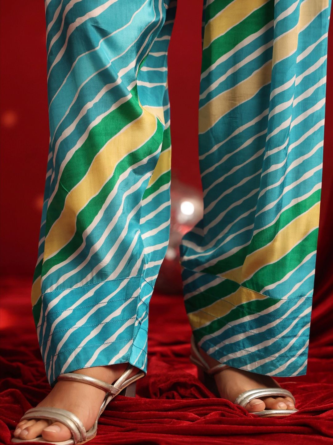 Fuchsia Teal Crepe Embroidered Kurta with Farshi Salwar Set