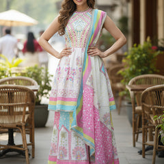 Dreamy White colouful Sharara Set