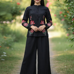 Black Embroidered Co-ord Set