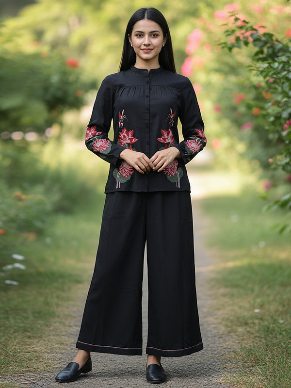 Black Embroidered Co-ord Set