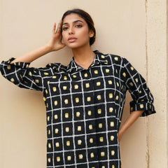 Black Check printed cotton shirt