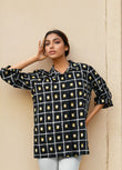 Black Check printed cotton shirt