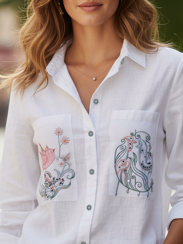 White Rayon Embroidered Top