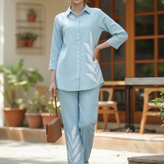Easy Breezy Blue Linen Cotton Co-ord Set