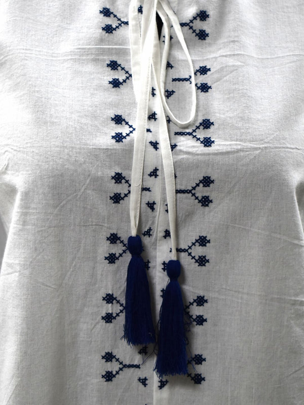 White Grace Embroidered Cotton Top