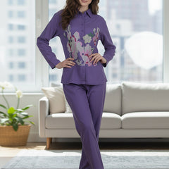 Purple Embroidery Work Co-Ord Set