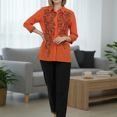 Elegant Orange Embroidered Co-Ord Set for Contemporary Festive Look