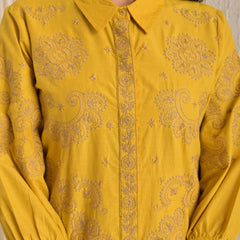 Elegant Mustard Printed Kurta With Matching Pants
