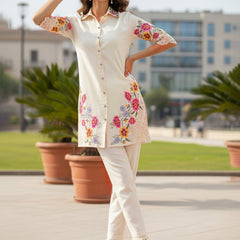 Colourful Embroidered Cotton  Co-Ord Set