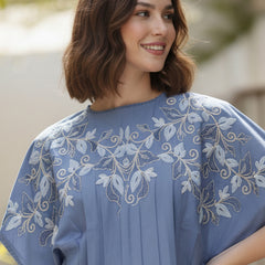 Serene Blue Cotton Embroidered Co-ord Set