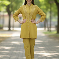 Golden Lace Mustard Cotton Co-ord Set