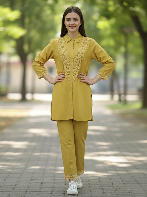 Golden Lace Mustard Cotton Co-ord Set