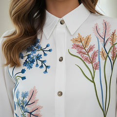 White Multicolor Embroidered Cotton Co-ord Set