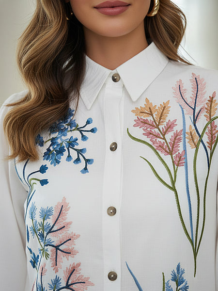 White Multicolor Embroidered Cotton Co-ord Set