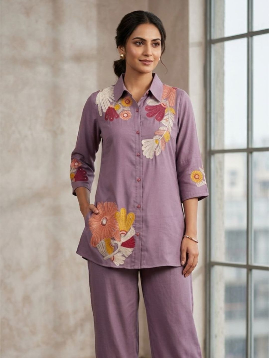 Lavender Garden Embroidered Co-Ord Set