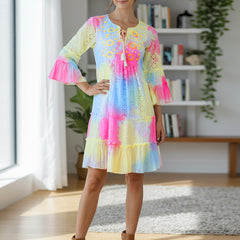 Multicolor Tie And Dye Mini Dress