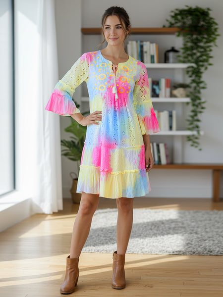Multicolor Tie And Dye Mini Dress