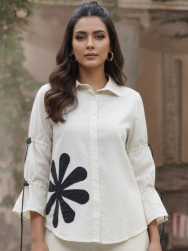 Off-White Elegance Embroidered Cotton Shirt