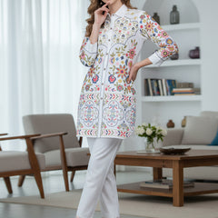 Tropical Bloom Embroidered Co-ord Set