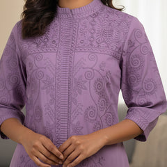 Purple Love Embroidered Co -ord Set