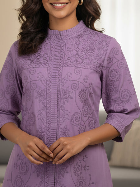 Purple Love Embroidered Co -ord Set