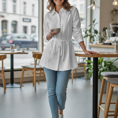 White Cotton Embroidered Shirt