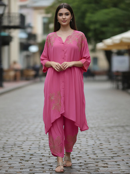 Fuchsia Pink Kaftan Kurta set