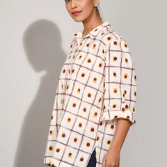 Rosy brown printed cotton shirt