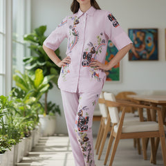 Lilac Bloom Printed Rayon Co-Ord Set