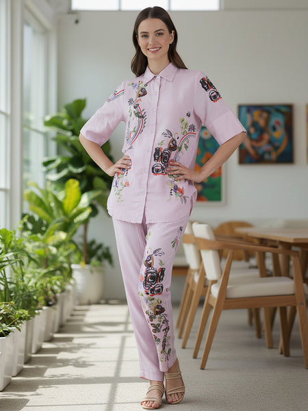 Lilac Bloom Printed Rayon Co-Ord Set