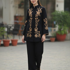 Golden Embroidered Black Co-ord Set