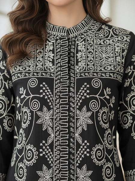 Black Embroidered Co -ord Set