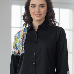 Black Hand-Painted Cotton Shirt