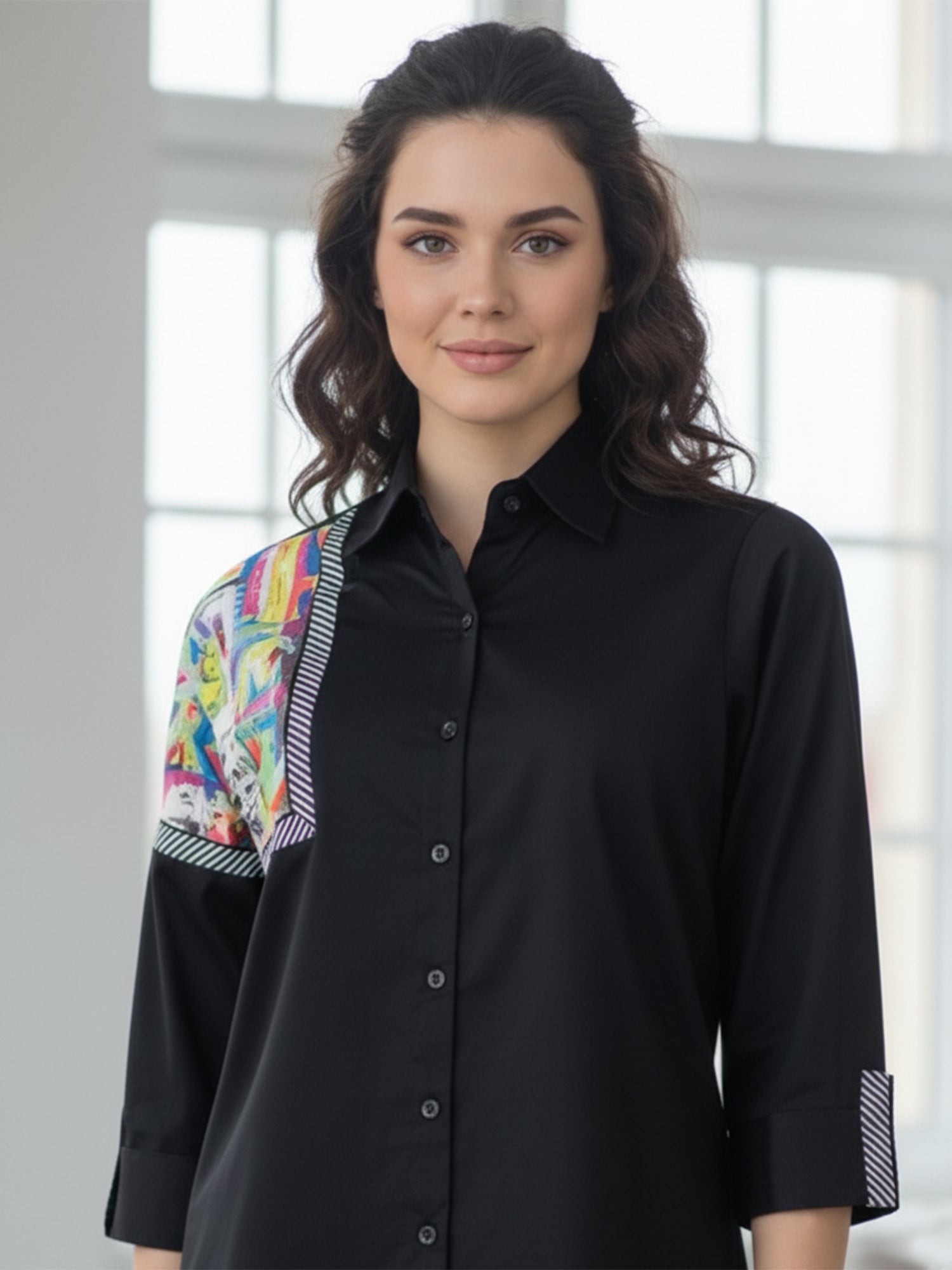 Black Hand-Painted Cotton Shirt